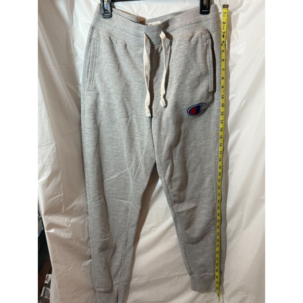 Champion Gray Sweatpants Joggers – Size Small – Logo Patch & Drawstring Waist